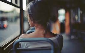 girl treveling alone in train