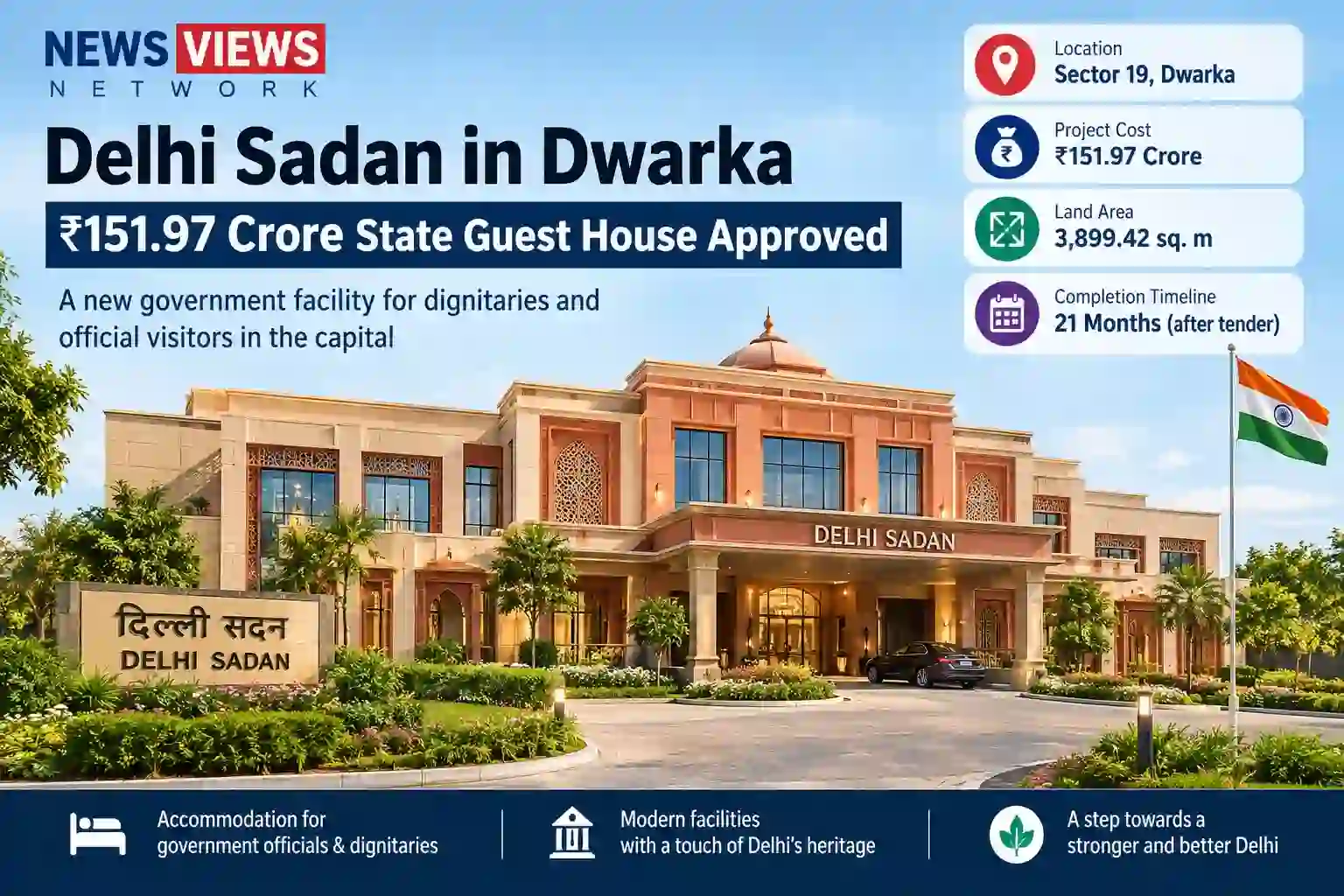 Delhi Sadan in Dwarka: ₹151.97 Crore State Guest House Approved