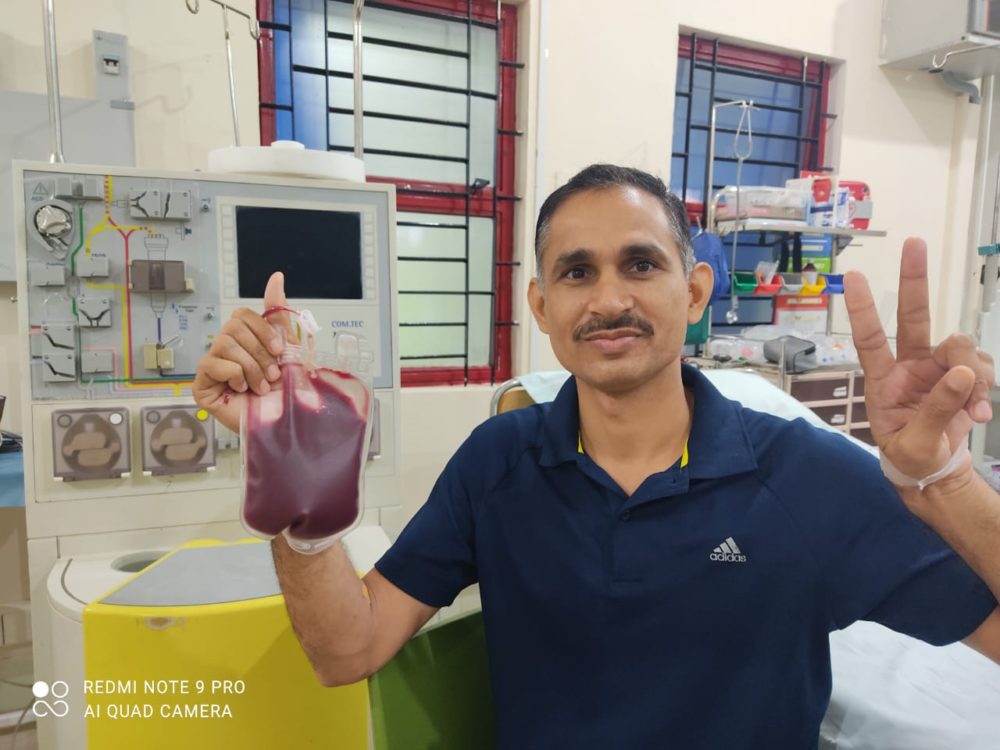 Subedar Rajvir after donating his blood stem cells