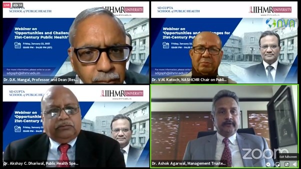 L-R- Dr. DK Mangal, Dean Research IIHMR Univ, Dr. V M Katoch, NASI-ICMR Chair on Public Health Research at Rajasthan University of Health Sciences, Jpr,Dr. Akshay C. Dhariwal, Public Health (1)