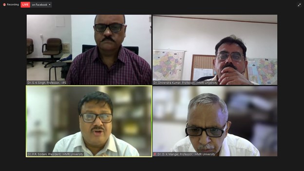 Top Left to Right - Dr. Shrikant Singh,Professor, International Institute of Population Scientist Mumbai ; Dr. Dhirendra Kumar, Professor and Dean at IIHMR University Jaipur Botttom Left to Right- Dr. PR Sodani, President, IIHMR University Jaipur; Dr. DK Mangal, Professor IIHMR University and Advisor, SD Gupta School of Public Health