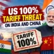 US 100% Tariff Threat on India and China: What Trump’s New Russia Sanctions Law Means