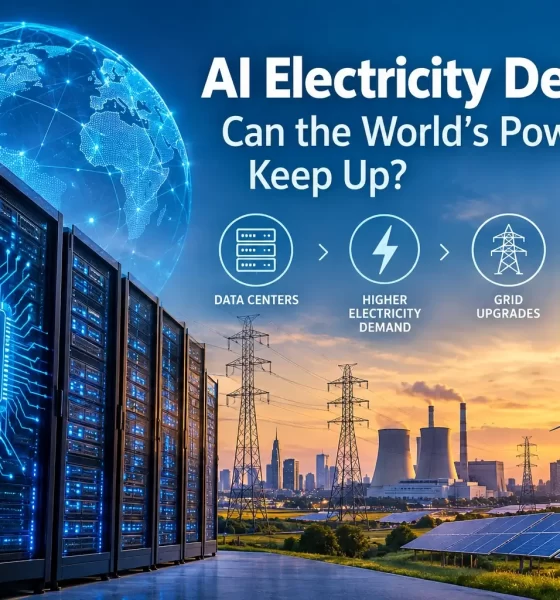AI electricity demand from data centres and its impact on power grids, renewable energy and electricity supply.
