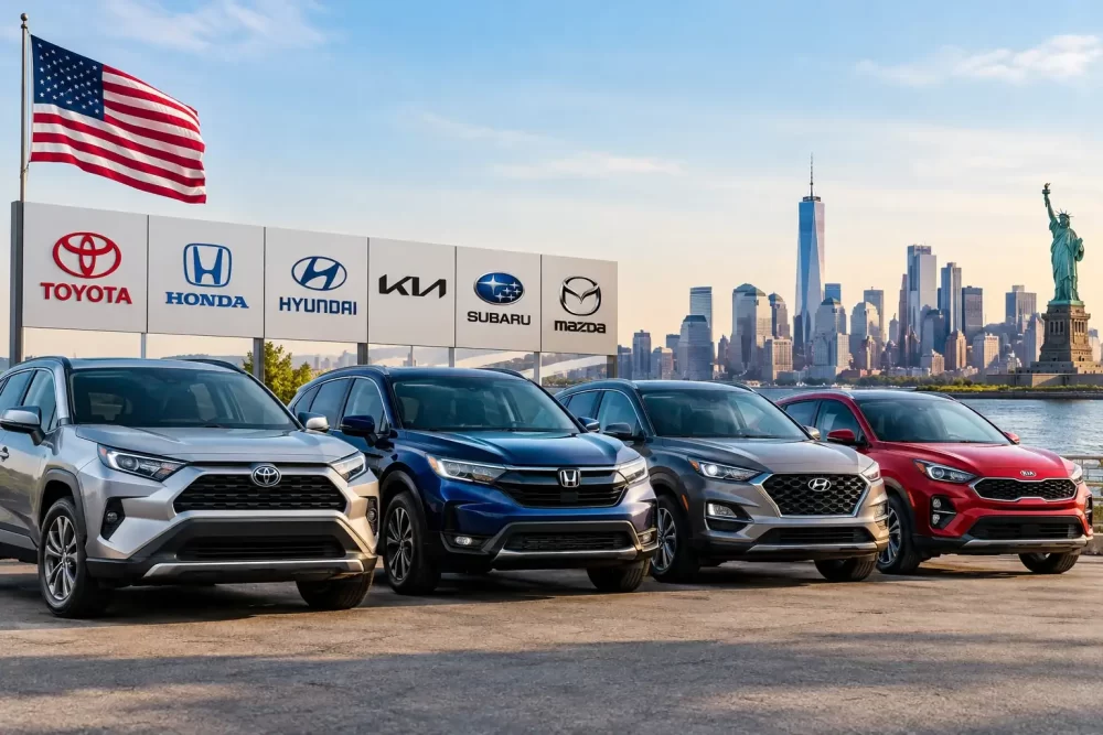 Asian car brands in US including Toyota, Honda, Hyundai and Kia competing in the U.S. car market