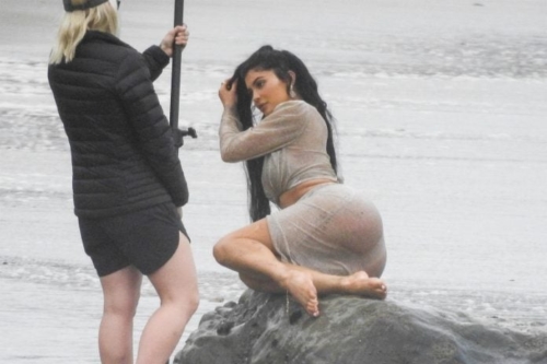 Kylie Jenner beachside bold wet pose