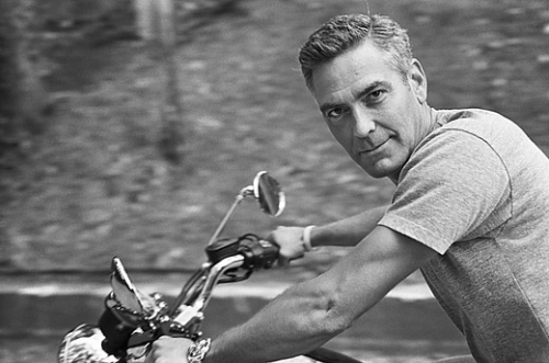 George Clooney on bike