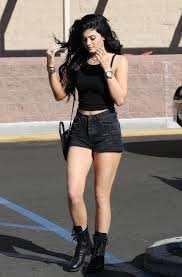 Kylie Jenner in sexy black shorts an top