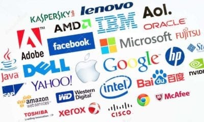 top computer companies world kiev ukraine may logotype collection well known technologies monitor screen 41023829